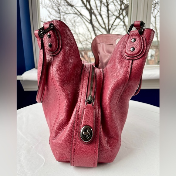 Coach Dark Pink Edie Shoulder Bag w/ Light Pink Interior - Picture 5 of 16